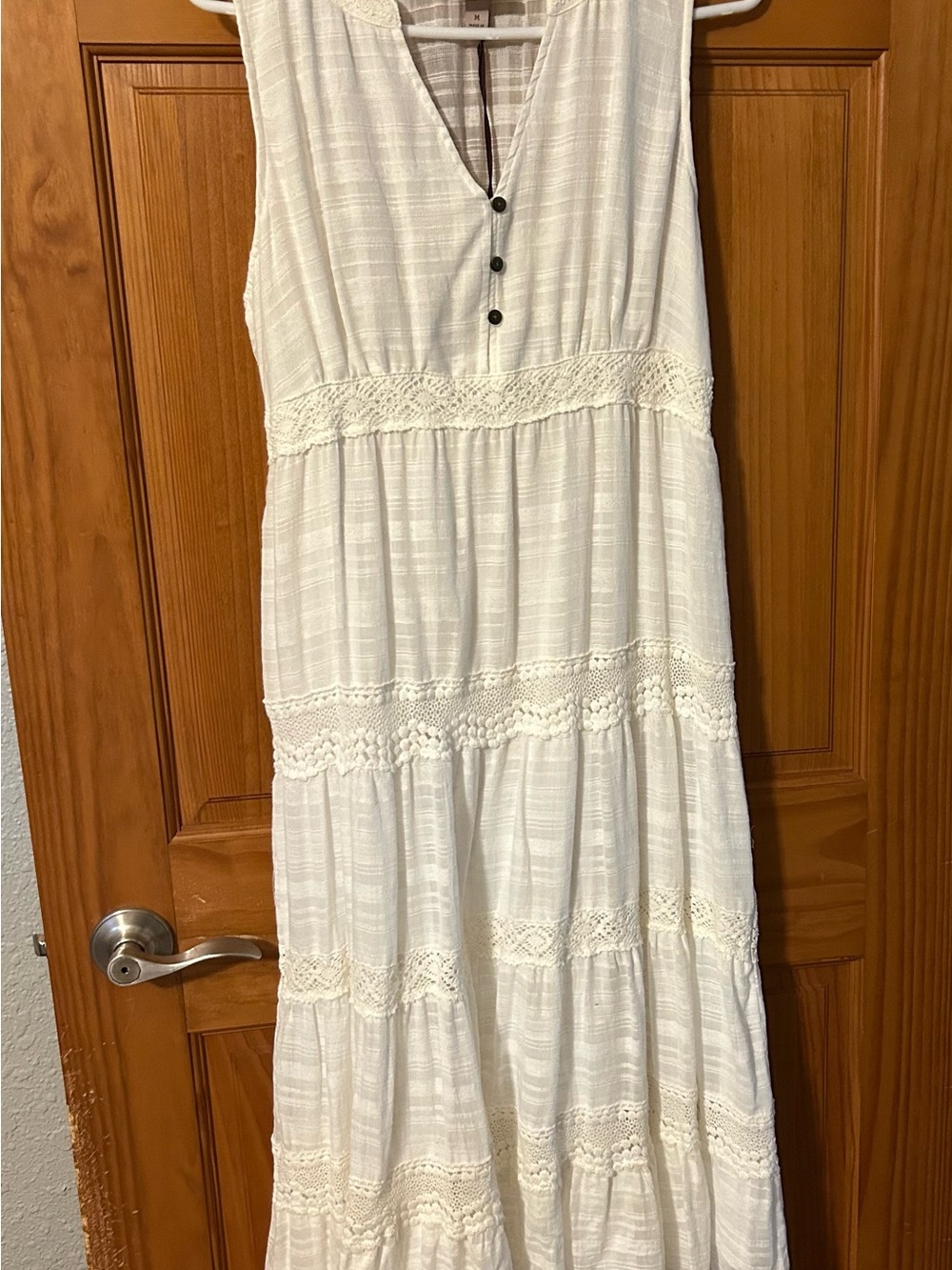 Knox Rose Cream Crochet-Trim Midi Dress